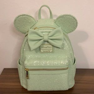 Loungefly Disney Mint Green Sequin Minnie Backpack
